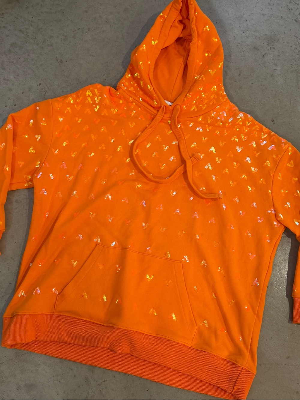 Orange Hooded Sweatshirt with Iridescent Accents